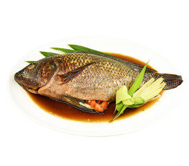 steamed tilapia fish with veg stuffed