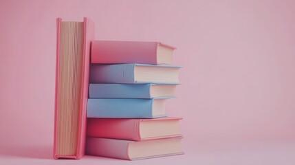 Colorful Book Stack on Pastel Background – Education and Learning Concept