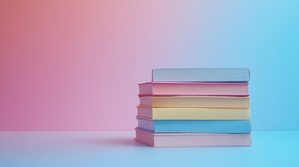 Colorful Book Stack on Pastel Background – Education and Learning Concept