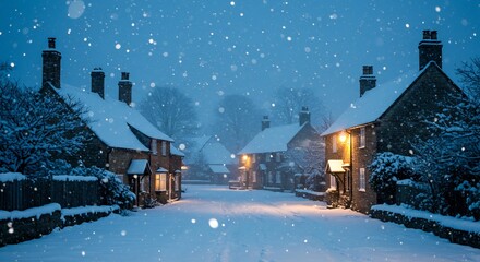 雪景色 冬の村 美しい風景写真