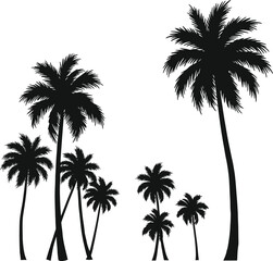 Silhouette Palm Trees Group on Transparent Background