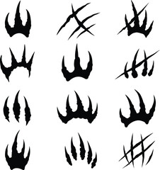 Animal Paw Prints and Claws on transparent background