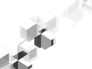 キューブ　モノクロ　幾何学模様　ブロック　イラスト