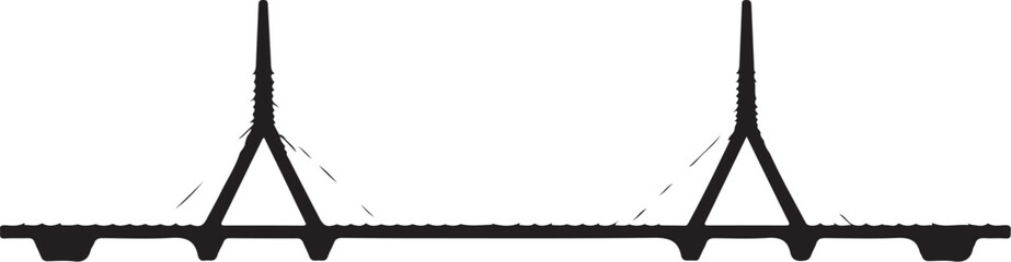 Modern suspension bridge silhouette for engineering projects