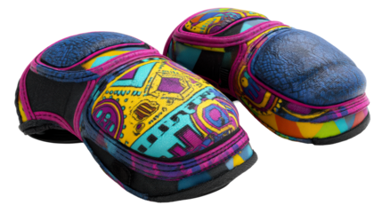 Colorful protective gear for extreme sports and recreation, cut out transparent