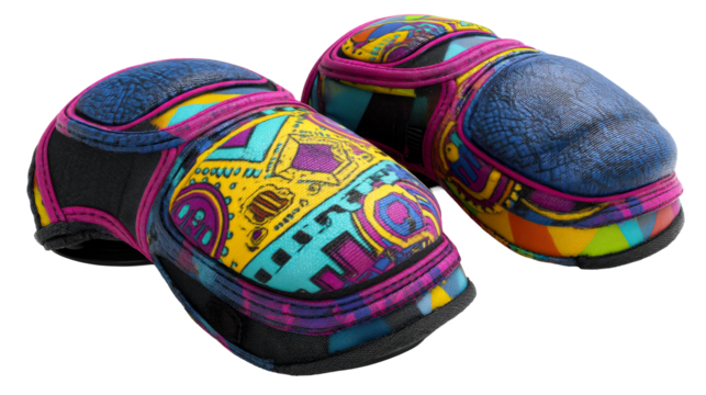 Colorful protective gear for extreme sports and recreation, cut out transparent