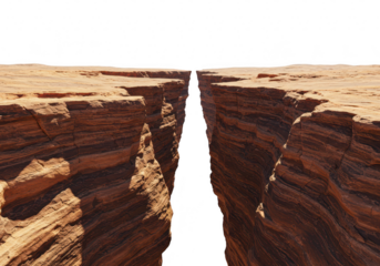 Canyon cut through rock formation isolated on transparent background