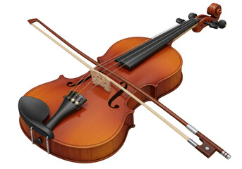 Violin and bow isolated on transparent background