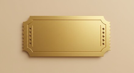 Elegant golden ticket template with cut-out pattern.