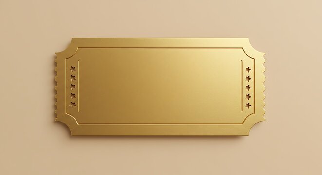 Elegant golden ticket template with cut-out pattern.