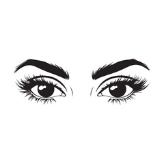 Fototapeta premium Girl Eyes With Different Design Vector Silhouette 