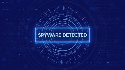 Spyware detected alert warning message on a futuristic digital computer display - Powered by Adobe