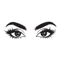 Fototapeta premium Girl Eyes With Different Design Vector Silhouette 
