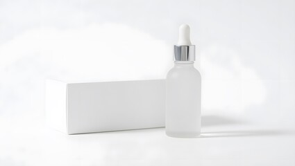 Cosmetic cream tube and brush with a blank white plastic container isolated on a white background