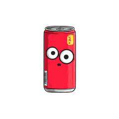 Surprised Soda Can Cartoon, Kitchen, Background Blur, Advertisement