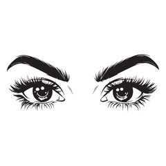 Fototapeta premium Girl Eyes With Different Design Vector Silhouette 
