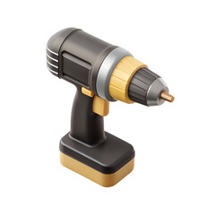 3D Realistic Minimalist Electric Drill Icon on Gray Background