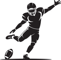 Naklejka premium American football player kicking ball dynamic action silhouette