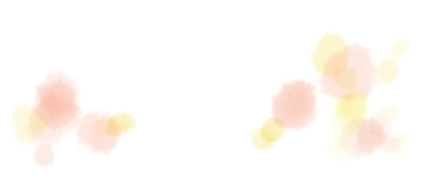 ピンクや黄色の水彩にじむふんわりあしらいライン素材