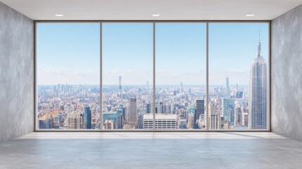 Empty room with city view