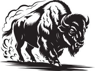 Fototapeta premium Powerful bison charging forward with dynamic motion and strength