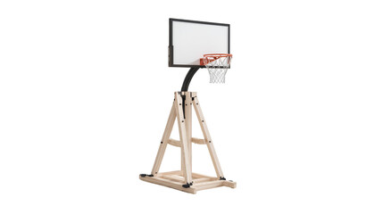 Basketball hoop on a wooden stand isolated on transparent background
