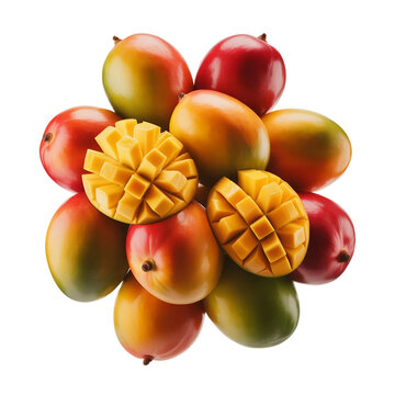 elicious mango fruits cut Dout isolated on white background