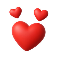 Three Red Hearts Floating on Black Background