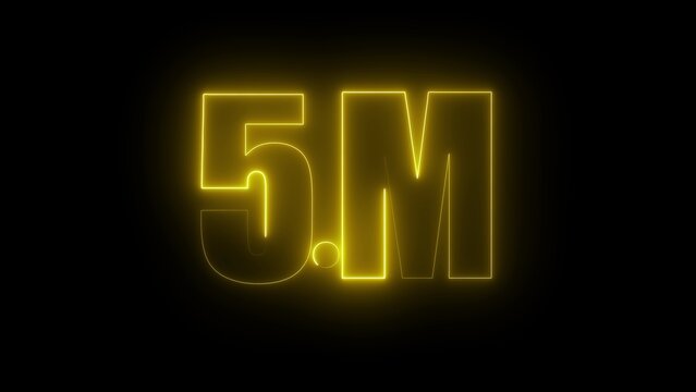 Yellow Neon 5 Million Number Sign five million
