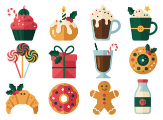Festive christmas treats collection in flat design style