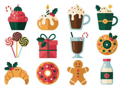 Festive christmas treats collection in flat design style