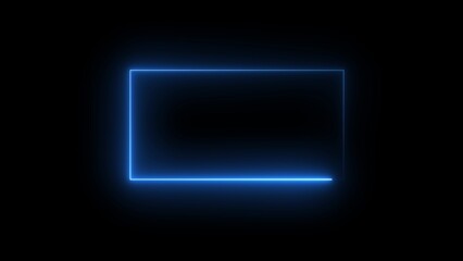 Glowing blue rectangle border on black background frame