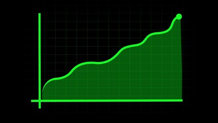 Green line graph showing upward trend on black background