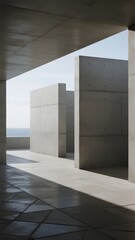 Fototapeta premium Modern Concrete Architecture with Geometric Forms and Natural Light