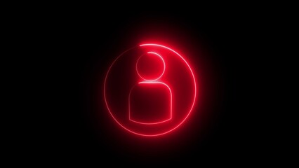 Red Neon Human Icon on Black Background person