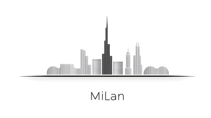 Fototapeta premium Minimalist Skyline of Milan Italy