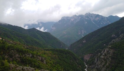Mountain valley shrouded in mist