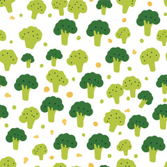 Seamless pattern with cartoon wild animals, including an elephant, lion, and giraffe, and cute green trees in a nature jungle illustration set