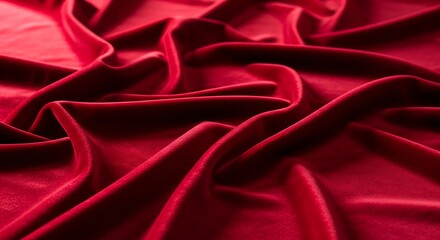 Obraz premium Elegant red velvet draped creating soft folds and a feeling of rich opulence
