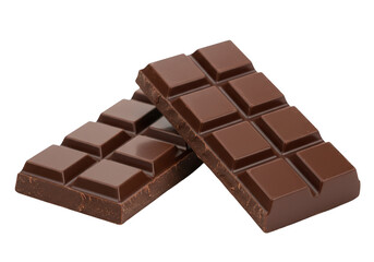 Two dark chocolate bars isolated on transparent background