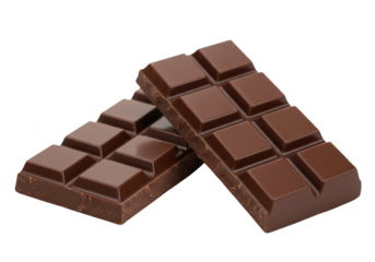 Two dark chocolate bars isolated on transparent background