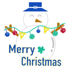 Cute snowman cartoon with wording Merry Christmas for t-shirt or sublimation design