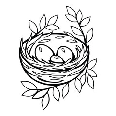 Nest with Eggs and Foliage