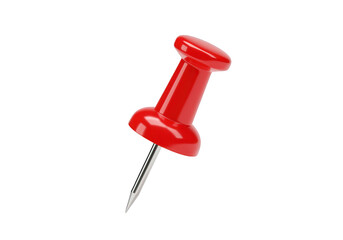 Red pushpin isolated on transparent background