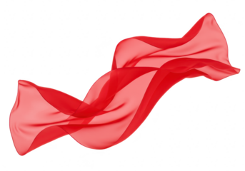 Red flowing fabric isolated on transparent background
