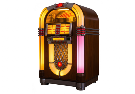 Vintage jukebox isolated on transparent background