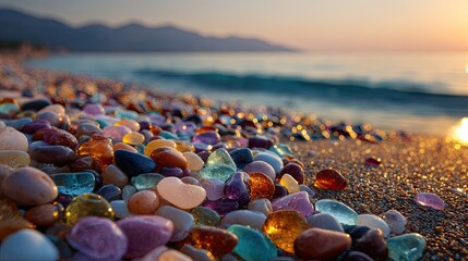 Vibrant beach stones at sunrise (1)