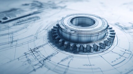 Detailed gear design on blueprints