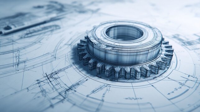 Detailed gear design on blueprints