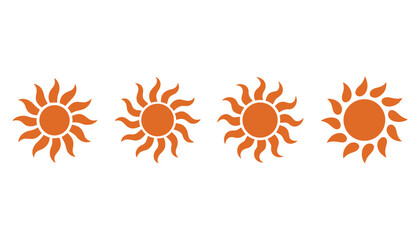 Sun Icon Set with Wavy Rays in Minimal Flat Style